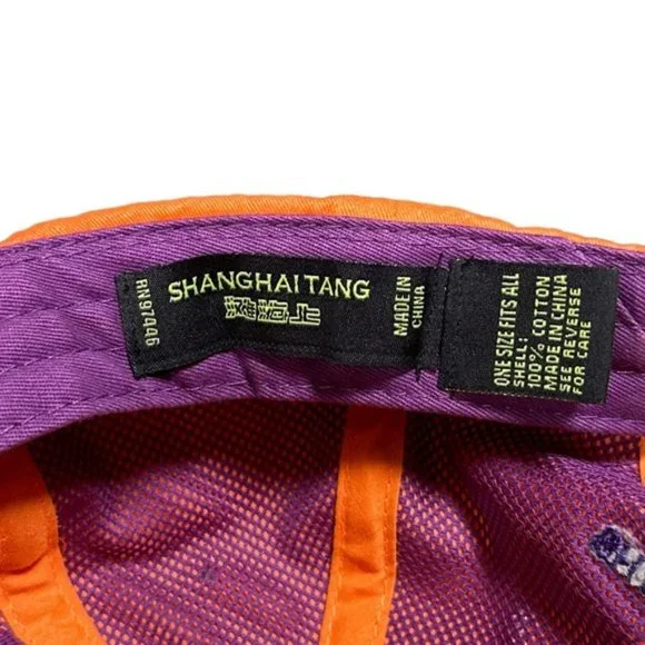 Shanghai Tang Orange Purple StarEmbroidered Logo Strapback Hat Cap